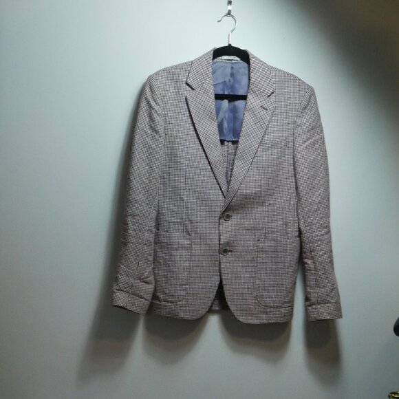 Zara Men’s Brown and White Checkered Jacket 38 - Picture 2 of 14